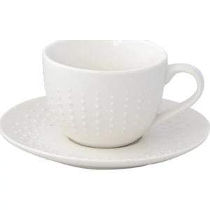 Csésze+alj teás Porcelán 2,5dl Drops White dobozban