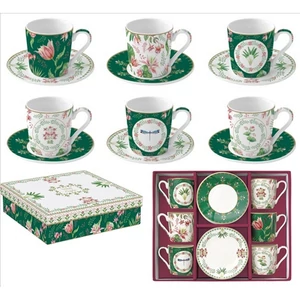 Csésze+alj kávés Porcelán 100ml Coffee Mania, Botanical Chic 6db-os dobozban