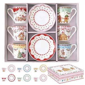 Csésze+alj kávés Porcelán 100ml Coffee Mania,  Sweet Christmas 6db-os dobozban