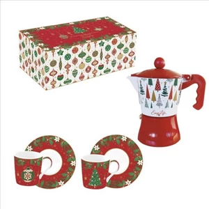 Csésze+alj kávés Porcelán 100ml Jingle Bells, Coffee Mania 2db-os dobozban