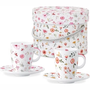 Csésze+alj kávés Porcelán 75ml Oh Happy Day 2db-os dobozban