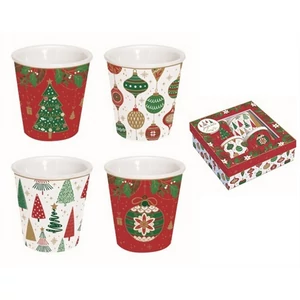 Csésze+alj Porcelán 100ml Jingle Bells 4db-os dobozban