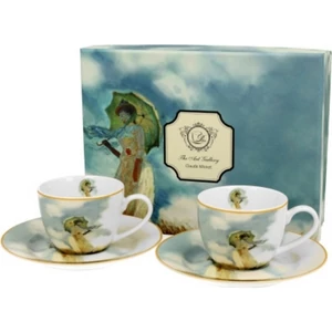 Csésze+alj Porcelán 100ml Monet:Hölgy esernyővel 2db-os dobozban