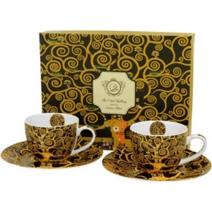Csésze+alj Porcelán 110ml Klimt: Életfa 2db-os dobozban