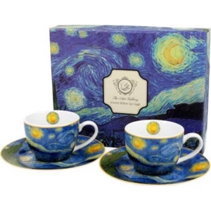 Csésze+alj Porcelán 110ml Van Gogh: Csillagos éj 2db-os dobozban