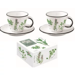 Csésze+alj kávés Porcelán 120ml Herbarium dobozban