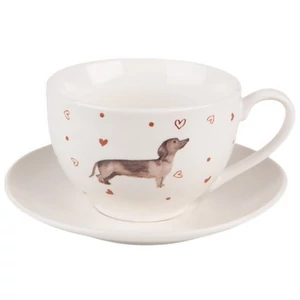 Csésze+alj Porcelán 200ml, 12x9x6cm/14x2cm,Dachshund Love