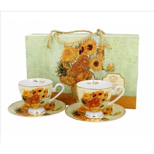 Csésze+alj Porcelán 220ml Godl en LineVan Gogh:Napraforgók 2db-os dobozban