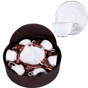 Csésze+alj Porcelán 250ml, 6 személyes, dobozban Bella Rosa