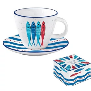 Csésze+alj Porcelán 2,5dl Mille Fleurs Blue dobozban
