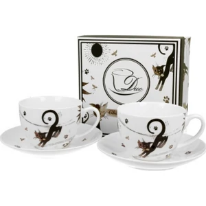 Csésze+alj Porcelán 25dl Charming Cats 2db-os dobozban