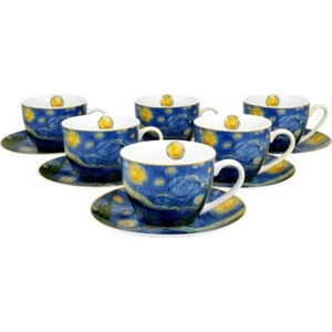Csésze+alj Porcelán 2,5dl Van Gogh: Csillagos éj 6db-os dobozban
