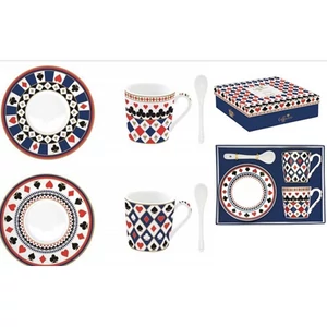 Csésze+alj kávés Porcelán 100ml kanállal, Coffee Mania, Casino Roy 2db-os dobozban
