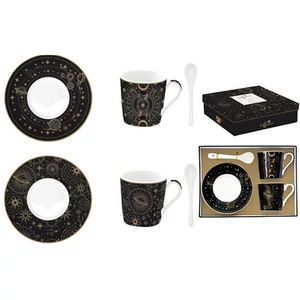 Csésze+alj kávés Porcelán 100ml kanállal, Coffee Mania, Celestial 2db-os dobozban