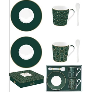 Csésze+alj kávés Porcelán 100ml kanállal,Coffee Mania, Charleton 2db-os dobozban