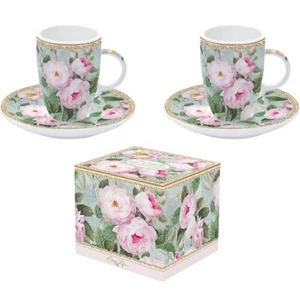 Csésze+alj kávés Porcelán 50ml Roses in Bloom 2db-os dobozban