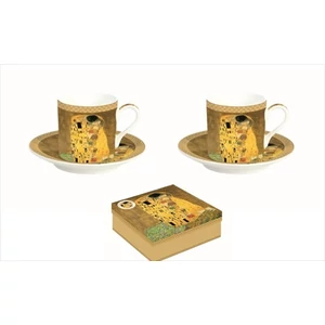 Csésze+alj kávés Porcelán 75ml Klimt: The Kiss 2db-os dobozban