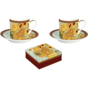 Csésze+alj kávés Porcelán 75ml Van Gogh: Napraforgók 2db-os dobozban