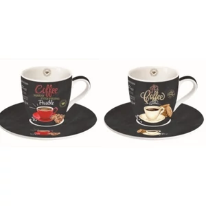Csésze+alj Porcelán 90ml It's Coffee Time 2db-os dobozban