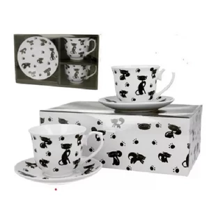 Csésze+alj Porcelán 2 személyes, cicás, 250ml