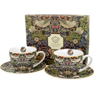 Csésze+alj Porcelán 3dl William Morris: Strawberry Thief Blu 2db-os dobozban