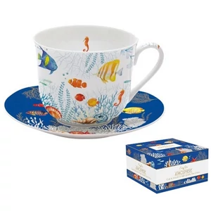 Csésze+alj porcelán reggeliző 4dl Aquarium dobozban