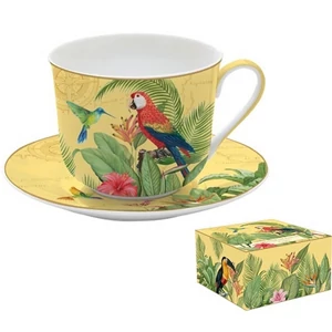 Csésze+alj porcelán reggeliző 4dl Exotic Paradise dobozban