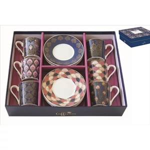 Csésze+alj kávés Porcelán 100ml Coffee Mania Peacock 6db-os dobozban