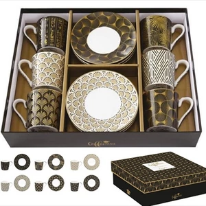 Csésze+alj kávés Porcelán 100ml Coffee Mania, Egyptology 6db-os dobozban