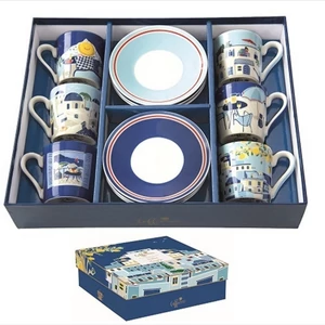 Csésze+alj kávés Porcelán 100ml Sea Dreams, Coffee Mania 6db-os dobozban