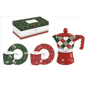 Csésze+alj Porcelán Christmas, teáskannával Fancy Coffee Mania 2db-os dobozban