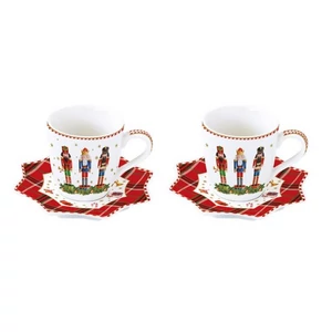 Csésze+alj Porcelán karácsonyi 100ml Vintage Nutcracker 2db-os dobozban