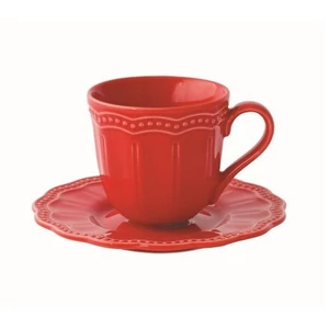 Csésze+alj Porcelán karácsonyi 110ml Elite red