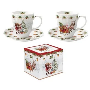 Csésze+alj Porcelán karácsonyi 110ml Nostalgic Christmas 2db-os dobozban