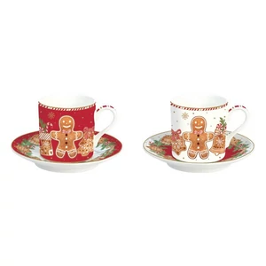 Csésze+alj Porcelán karácsonyi 75ml Gingerbread Fancy 2db-os dobozban