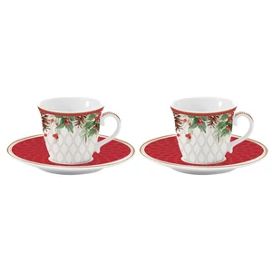 Csésze+alj Porcelán karácsonyi 80ml Christmas Berries 2db-os dobozban