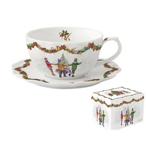 Csésze+alj teás Porcelán 3dl Christmas Round Dance dobozban