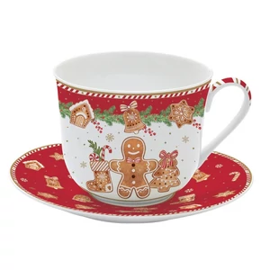 Csésze+alj porcelán reggeliző 4dl Fancy Gingerbread dobozban