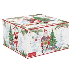 Csésze+alj porcelán reggeliző 4dl Joyful Santa dobozban