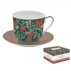 Csésze+alj porcelán reggeliző 4dl Atmosphere Christmas Joy dobozban