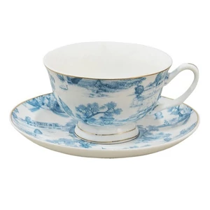 Csésze+alj Porcelán 2,5dl keleti tájas, blue