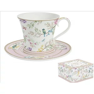 Csésze+alj porcelán reggeliző 3,5dl Birds Melody dobozban
