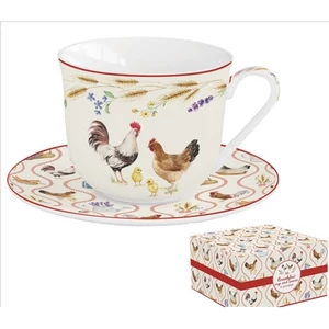 Csésze+alj porcelán reggeliző 3,7dl Country Life dobozban