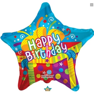 lufi fólia 18' Happy Birthday csillag Díszdoboz os 8inch/45cm