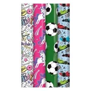 Csomagolópapír gyerekeknek 70x300cm, diszcsomagoló vegyes minták Clairfontaine/Eurowrap 1tekecs/ár