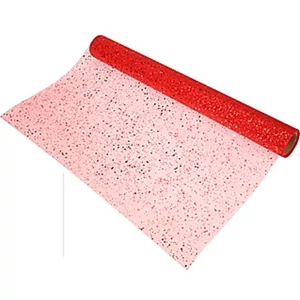 Asztalközép 38x200cm ferrári piros színű glitteres csillogó organza-asztalközép, asztalterítő