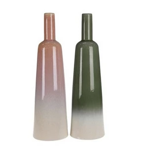 Váza kerámia 2 féle 13,2x46cm, rózsaszín, zöld