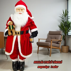Dekor óriás Mikulás 2m táncoló Zenélő mikulás 200cm KPM25
