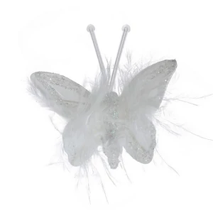 Dekor pillangó 24' csiptetős, organza anyag, fehér 5cm 4db/doboz sdkae
