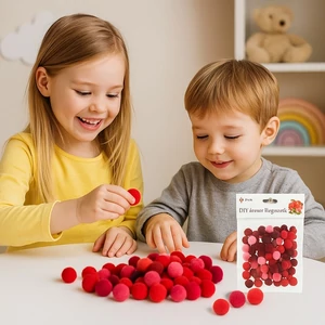 Dekor pompom 1,5cm vegyes piros 1,5cm 120db-os 25
